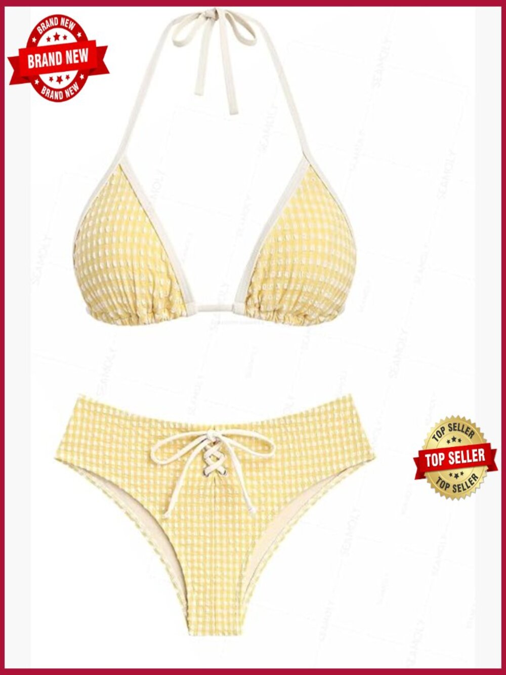 Vintage Polka Dot Grommet Lace Up Full Coverage Bikini Set